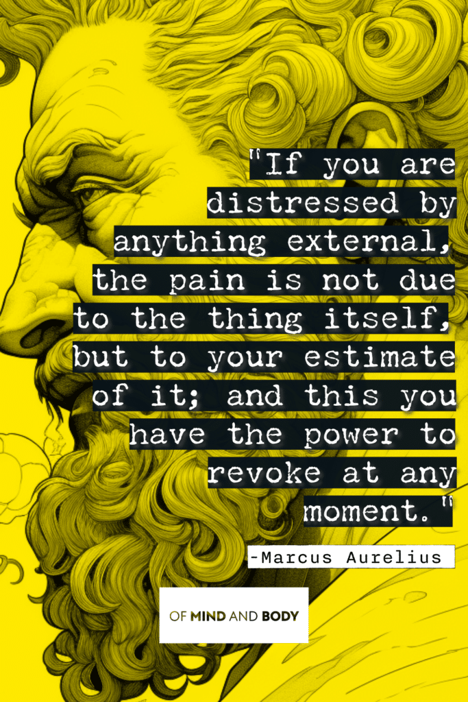 Stoic Quotes on Control - If you are distressed by anything external, the pain is not due to the thing itself, but to your estimate of it; and this you have the power to revoke at any moment.