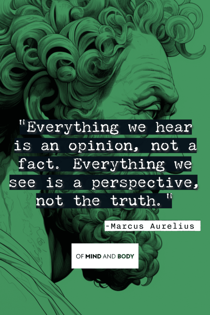 Stoic Quotes on Control - Everything we hear is an opinion, not a fact. Everything we see is a perspective, not the truth.
