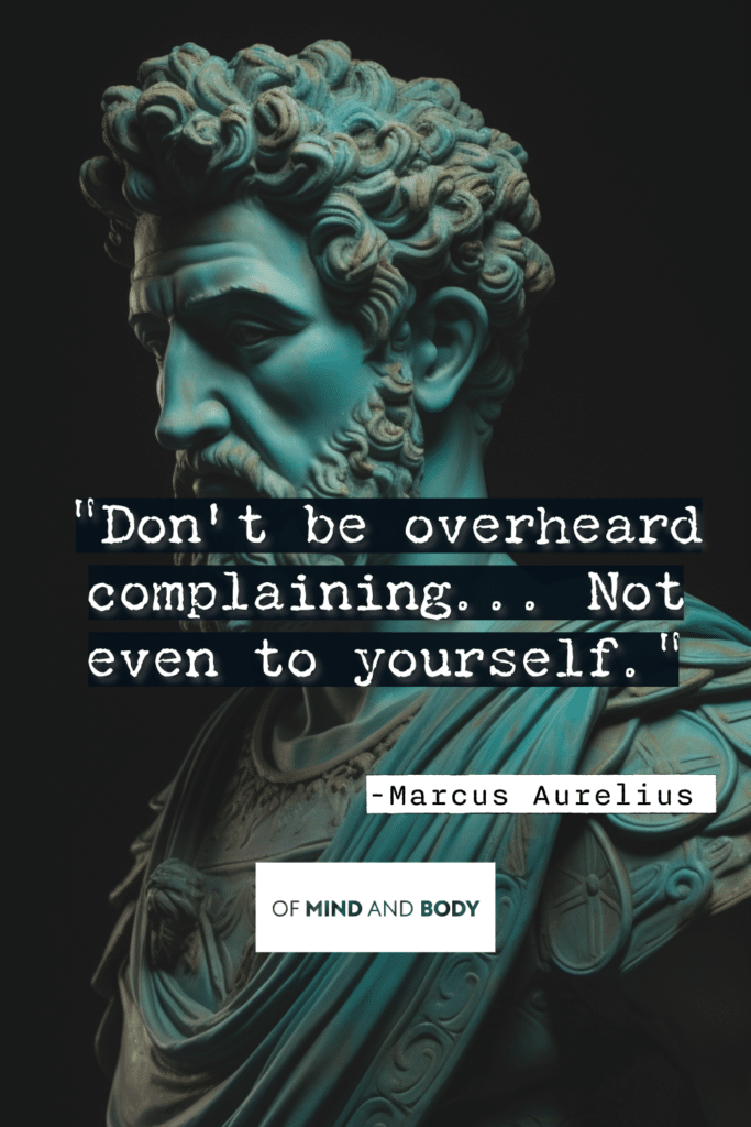 Stoic Quotes on Control - Don't be overheard complaining... Not even to yourself.