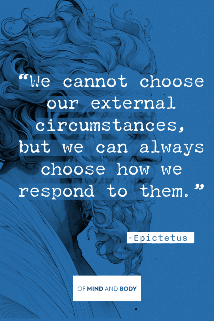 Stoic Quotes on Self Improvement - We cannot choose our external circumstances, but we can always choose how we respond to them.