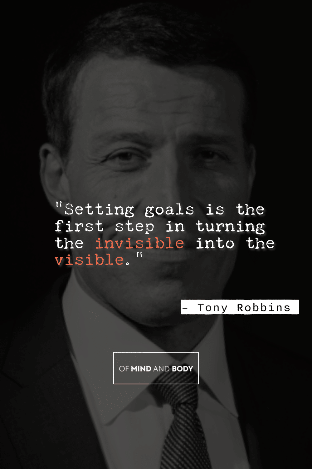 Quotes on Self Improvement - "Setting goals is the first step in turning the invisible into the visible."